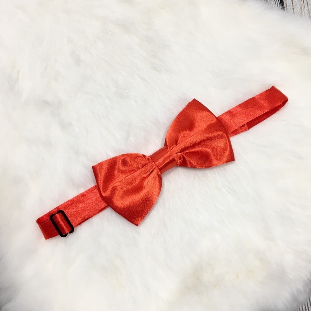 Red-Orange Satin Classic Bow Tie